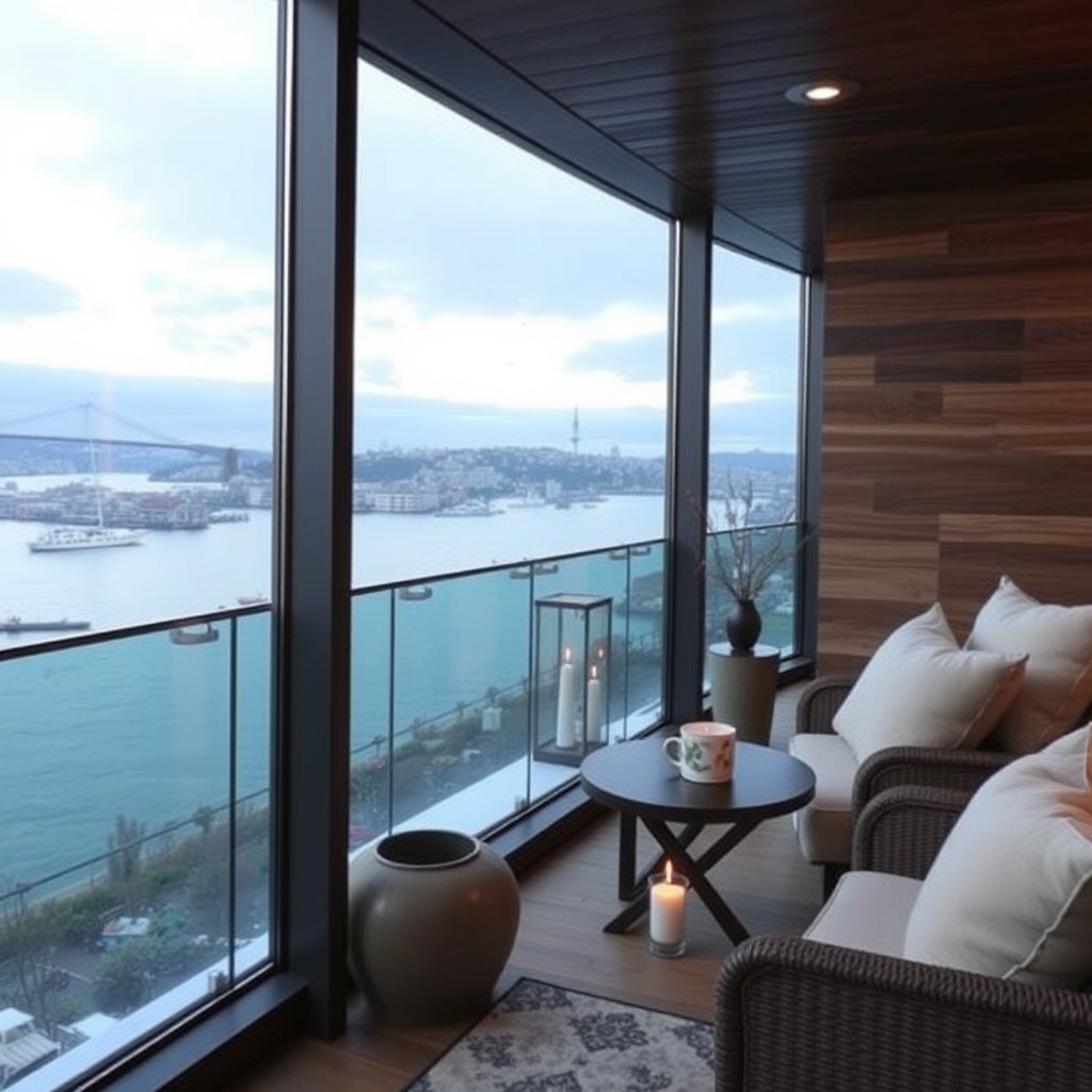 Sarıyer Isıcamlı Cam Balkon ile Boğaz Manzarasına Karşı Kış Keyfi