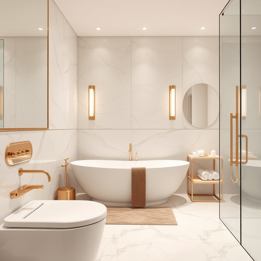 Altın ve Rose Gold Duşakabin Detayları